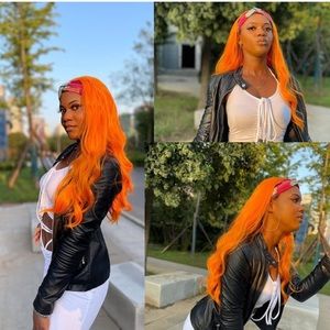 Orange Headband Full Wavy Wig